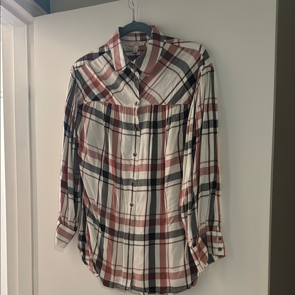 Como Vintage Fancy Plaid Long Sleeve Dress Shirt